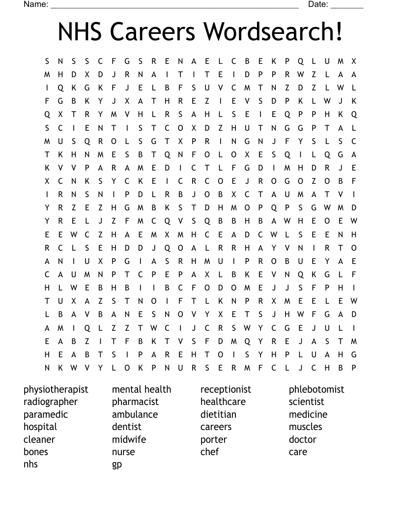 NHS Careers Wordsearch!