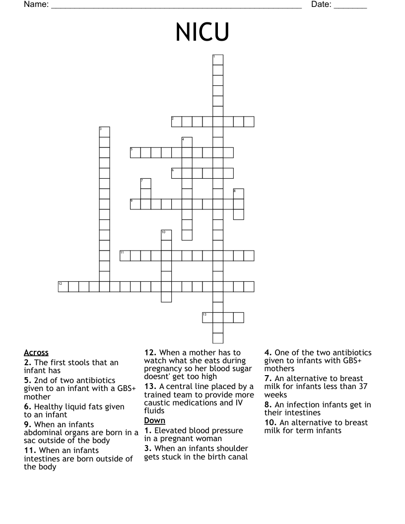 NICU Crossword