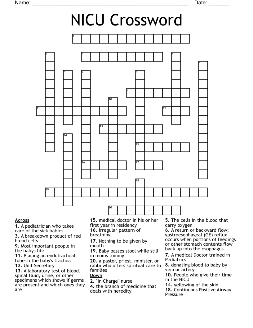 NICU Crossword