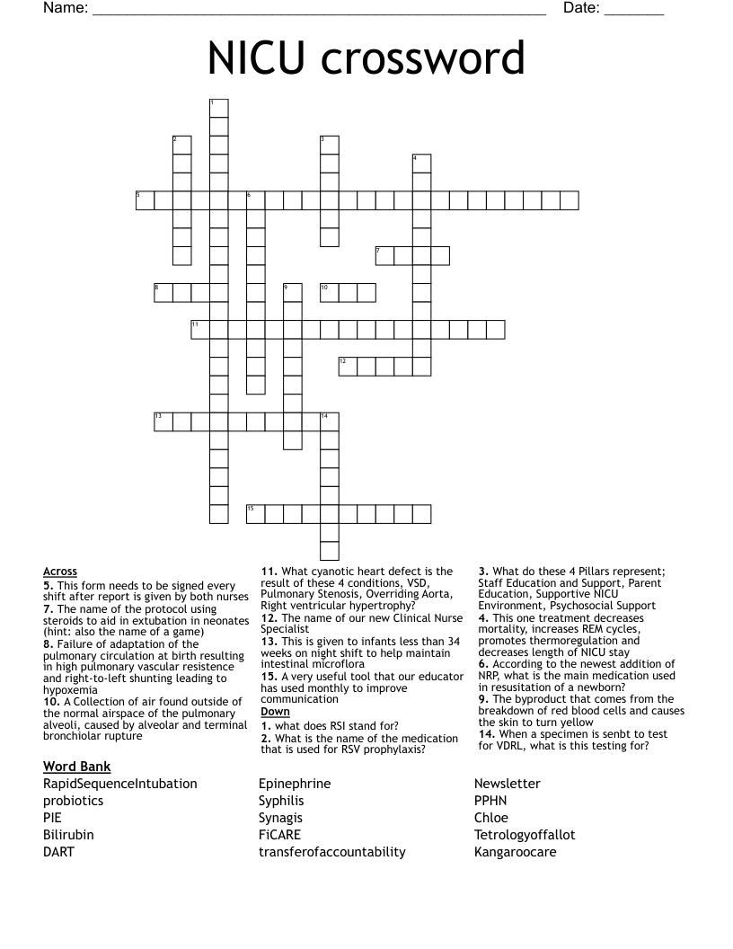 NICU crossword