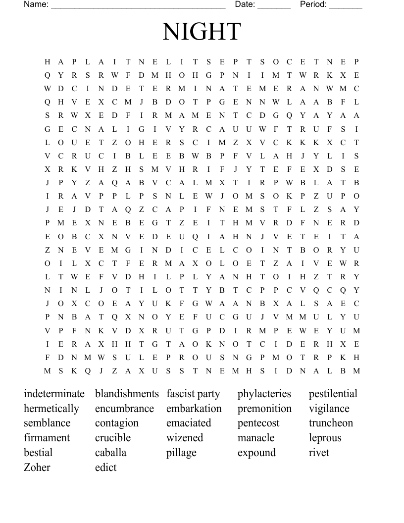 NIGHT Word Search