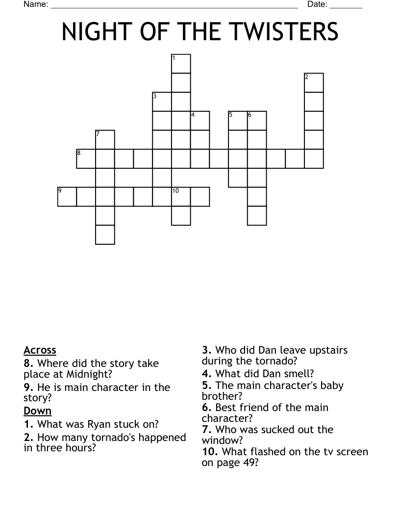 NIGHT OF THE TWISTERS Crossword