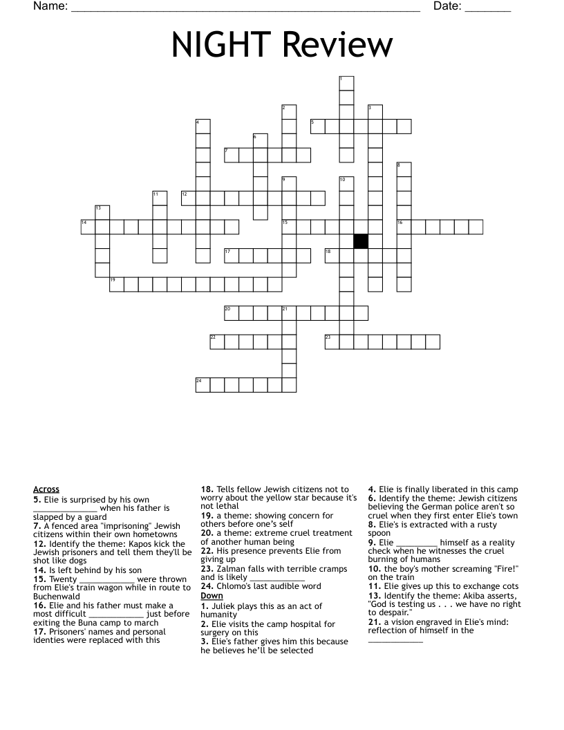 NIGHT Review Crossword