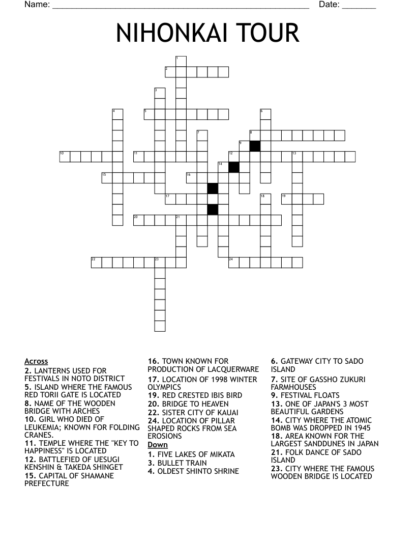 NIHONKAI TOUR Crossword