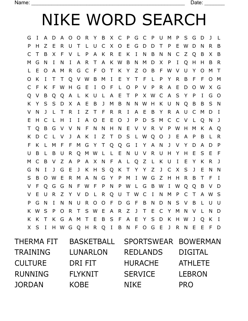 NIKE WORD SEARCH