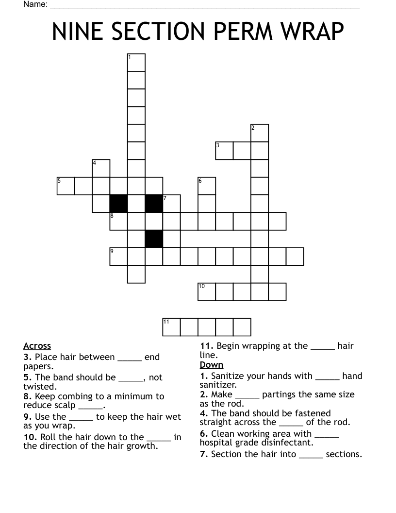 NINE SECTION PERM WRAP Crossword