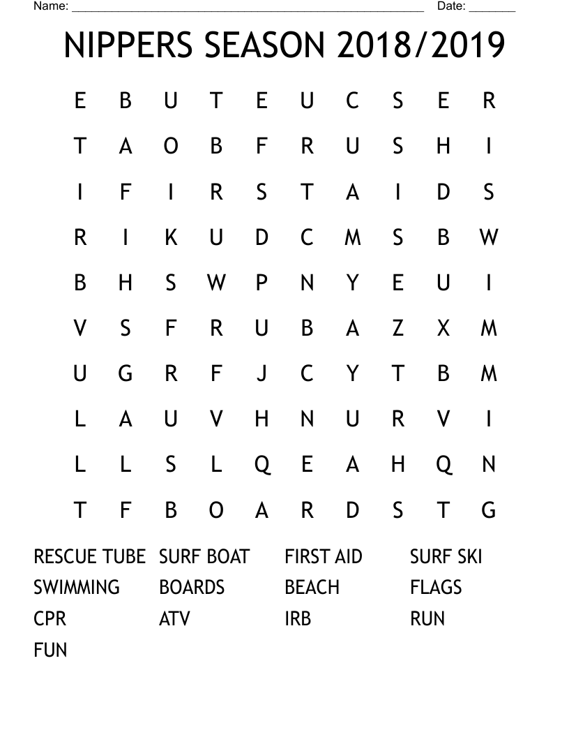 NIPPERS SEASON 2018/2019 Word Search