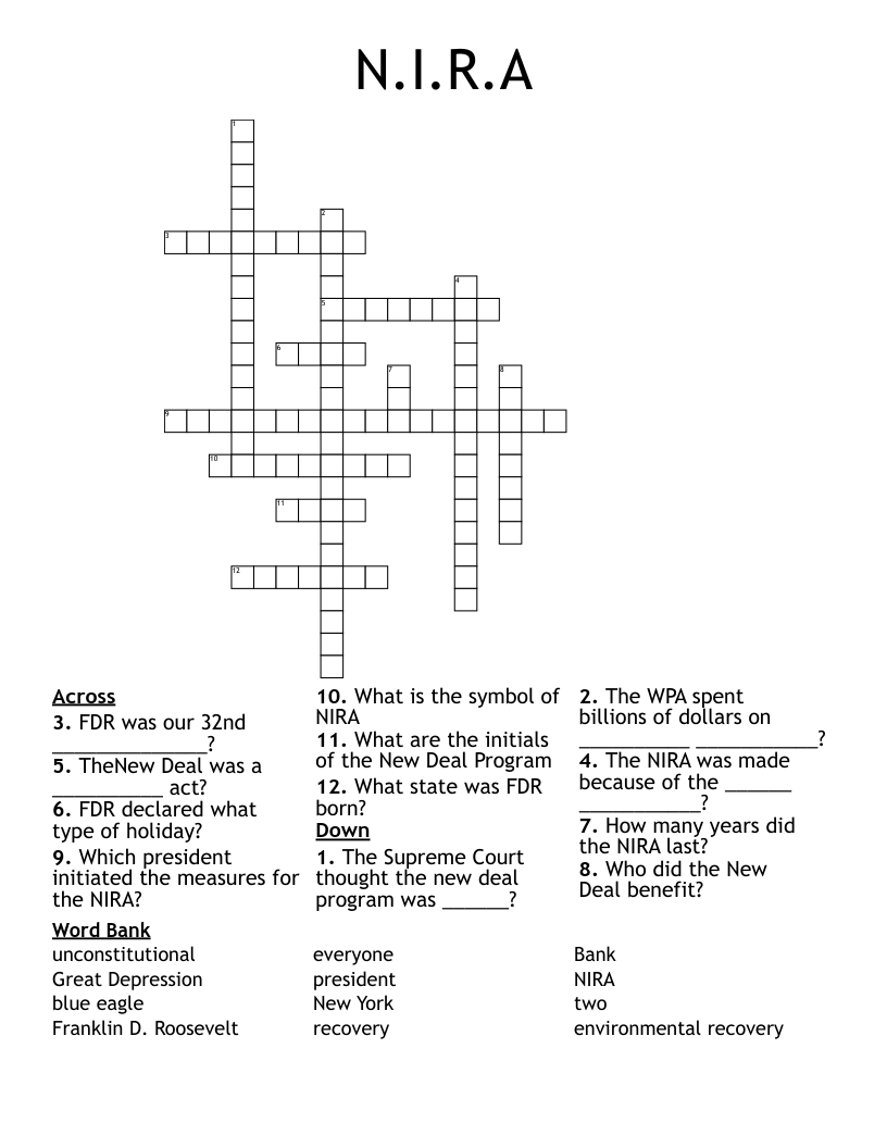 N.I.R.A  Crossword