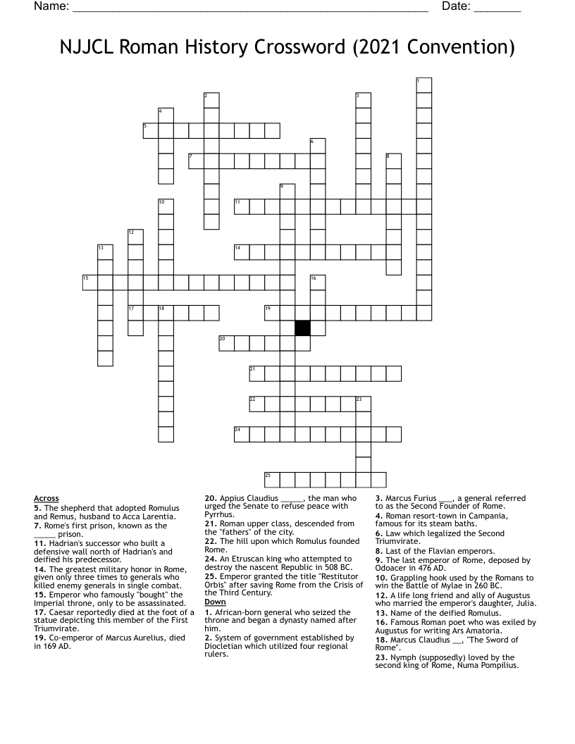NJJCL Roman History Crossword (2021 Convention)