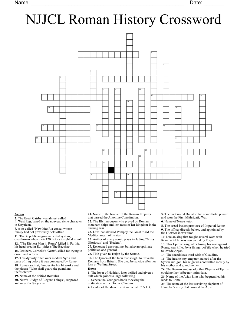 NJJCL Roman History Crossword