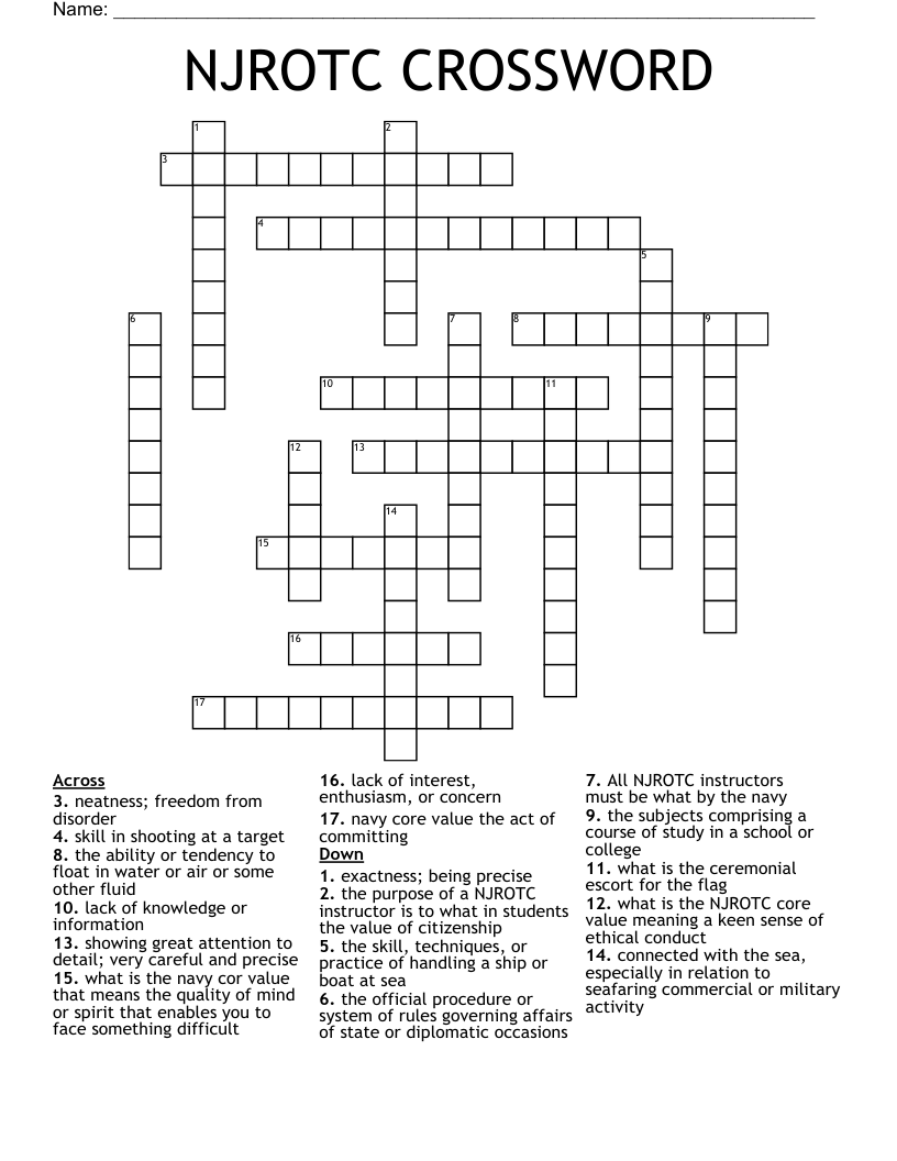 NJROTC CROSSWORD
