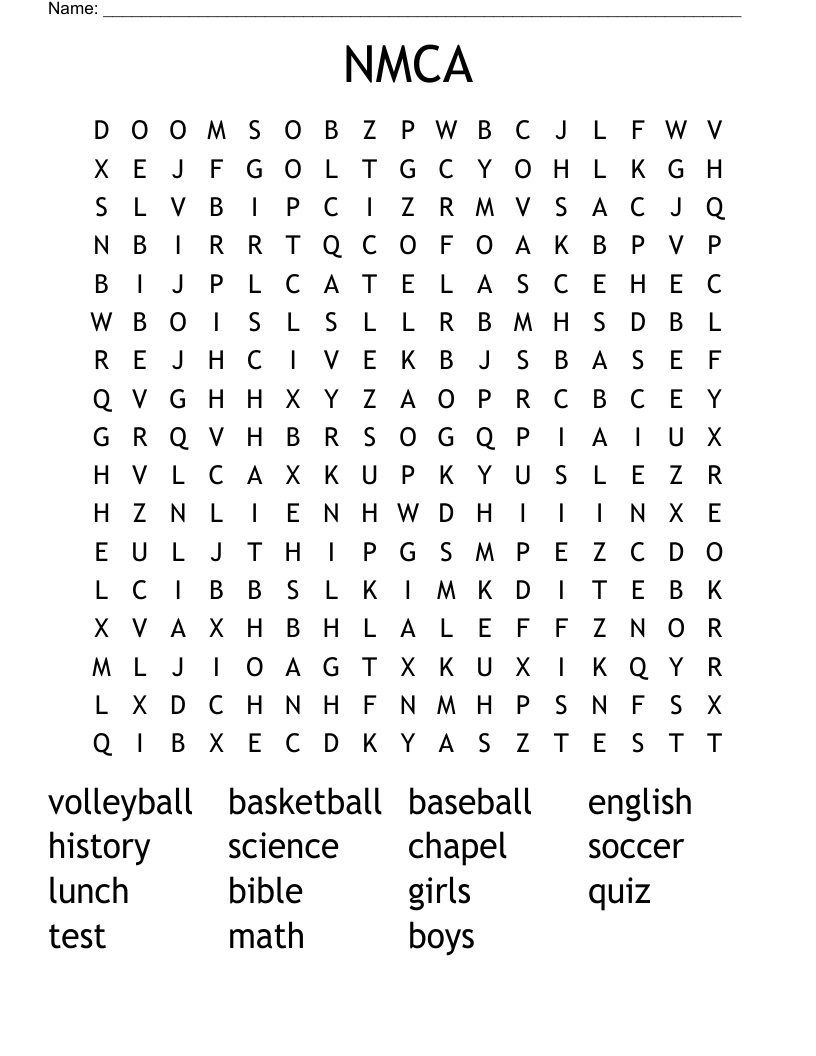 NMCA Word Search