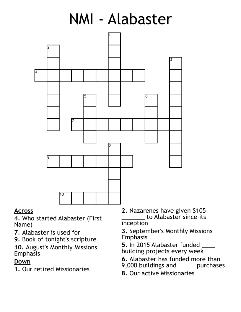 NMI - Alabaster Crossword