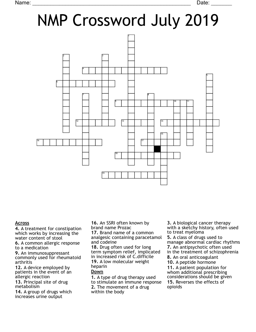 NMP Crossword July 2019