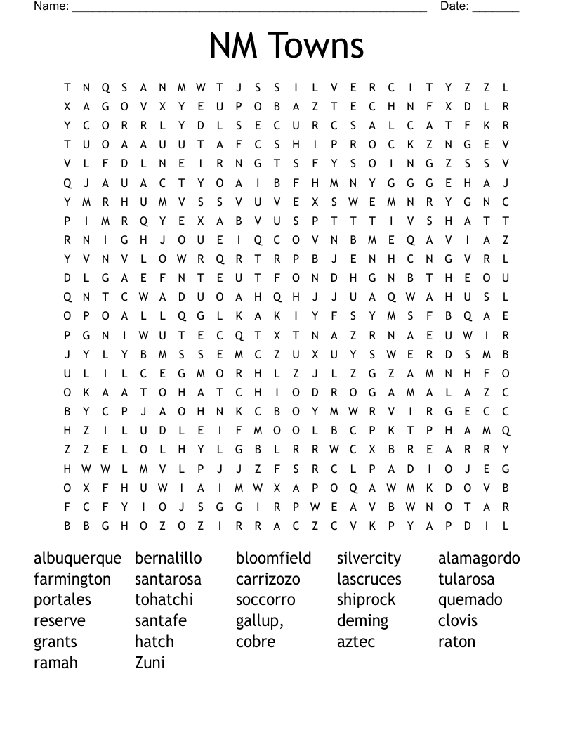 NM Towns Word Search