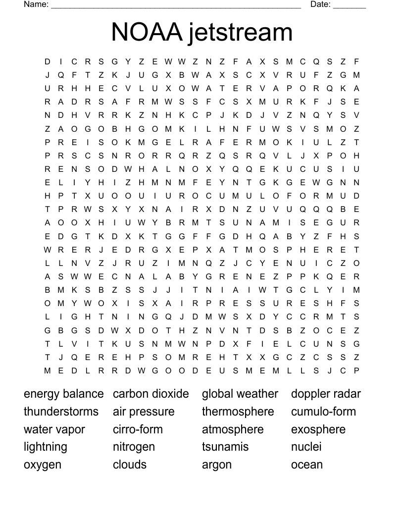 NOAA jetstream  Word Search