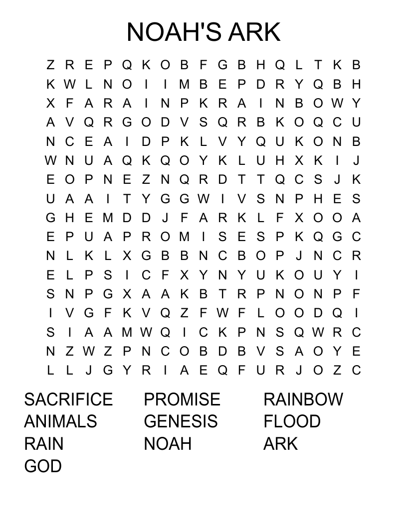 NOAH'S ARK Word Search