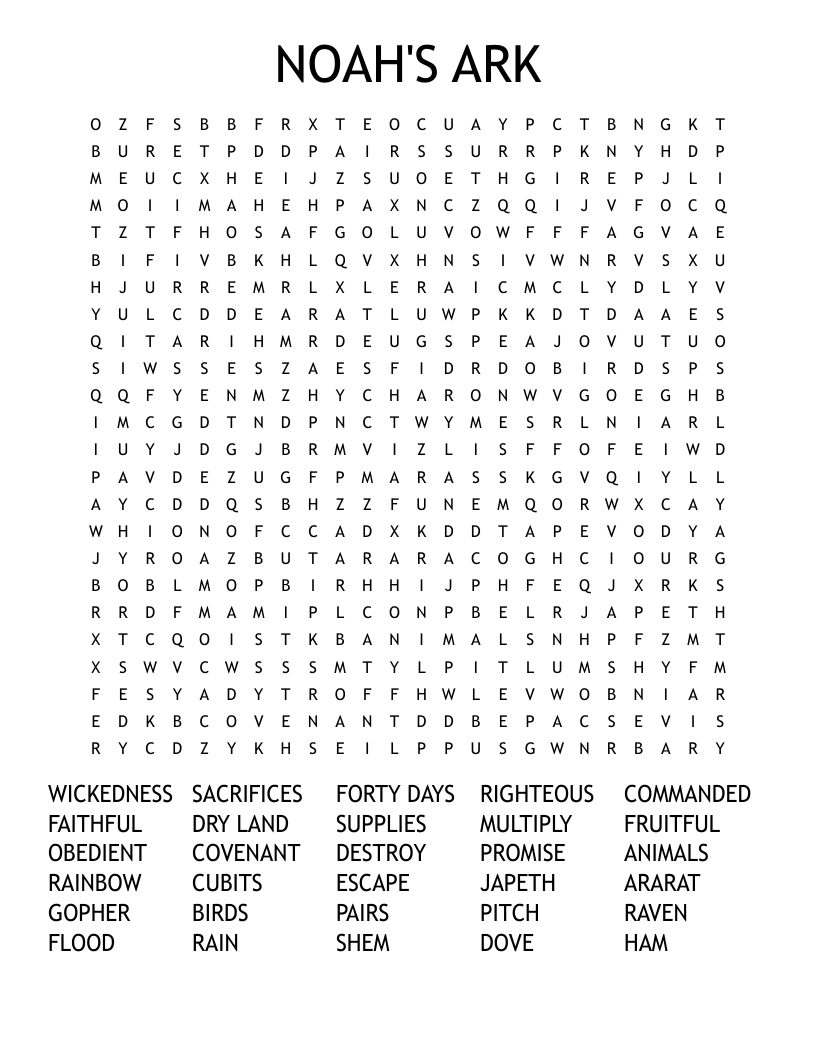 NOAH'S ARK Word Search
