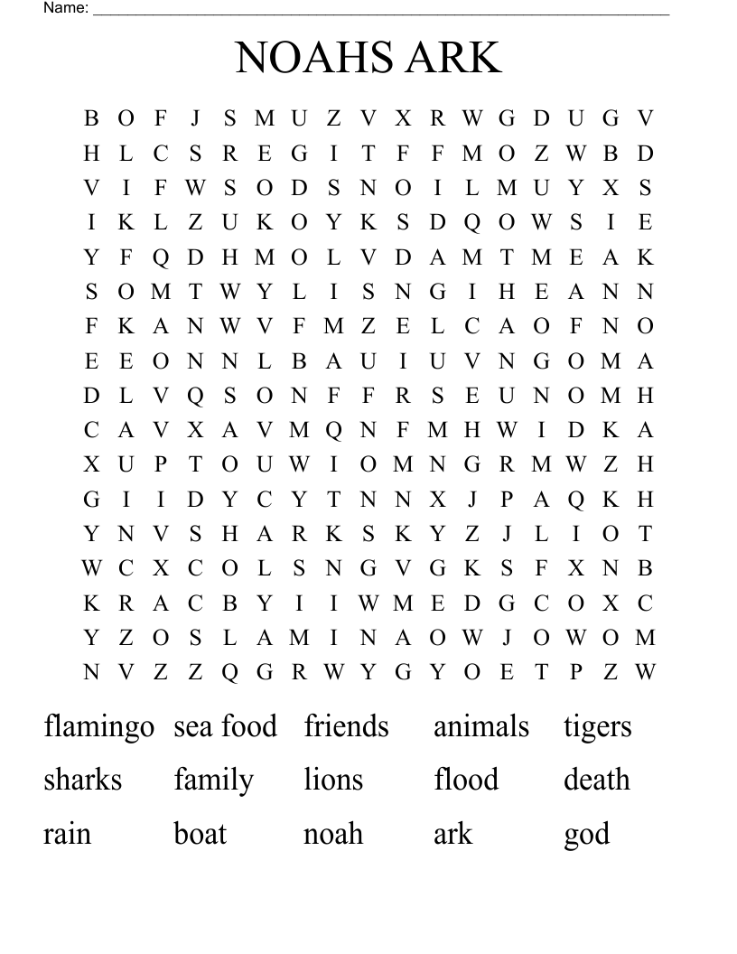 NOAHS ARK Word Search
