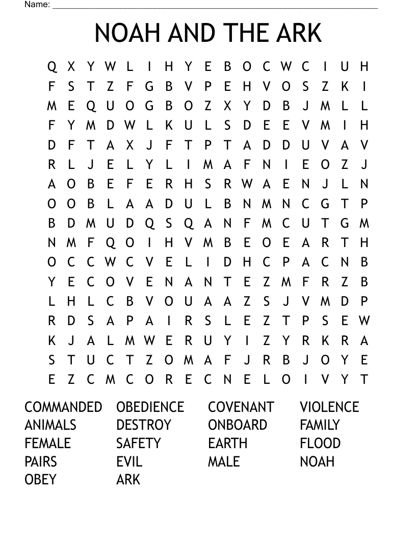 NOAH AND THE ARK  Word Search