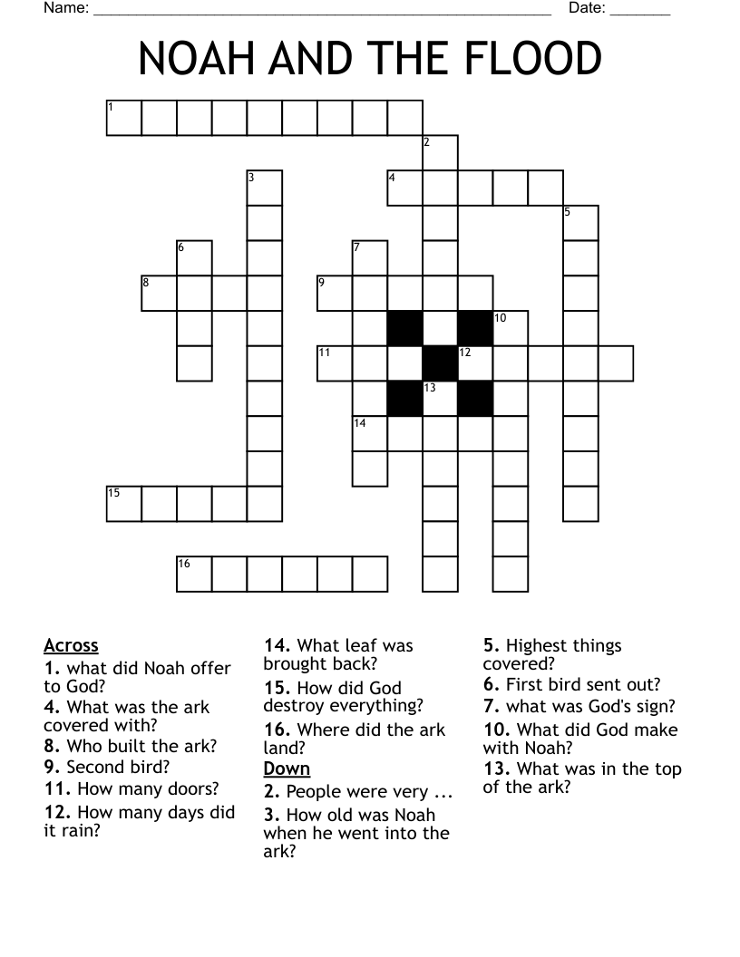 NOAH AND THE FLOOD Crossword