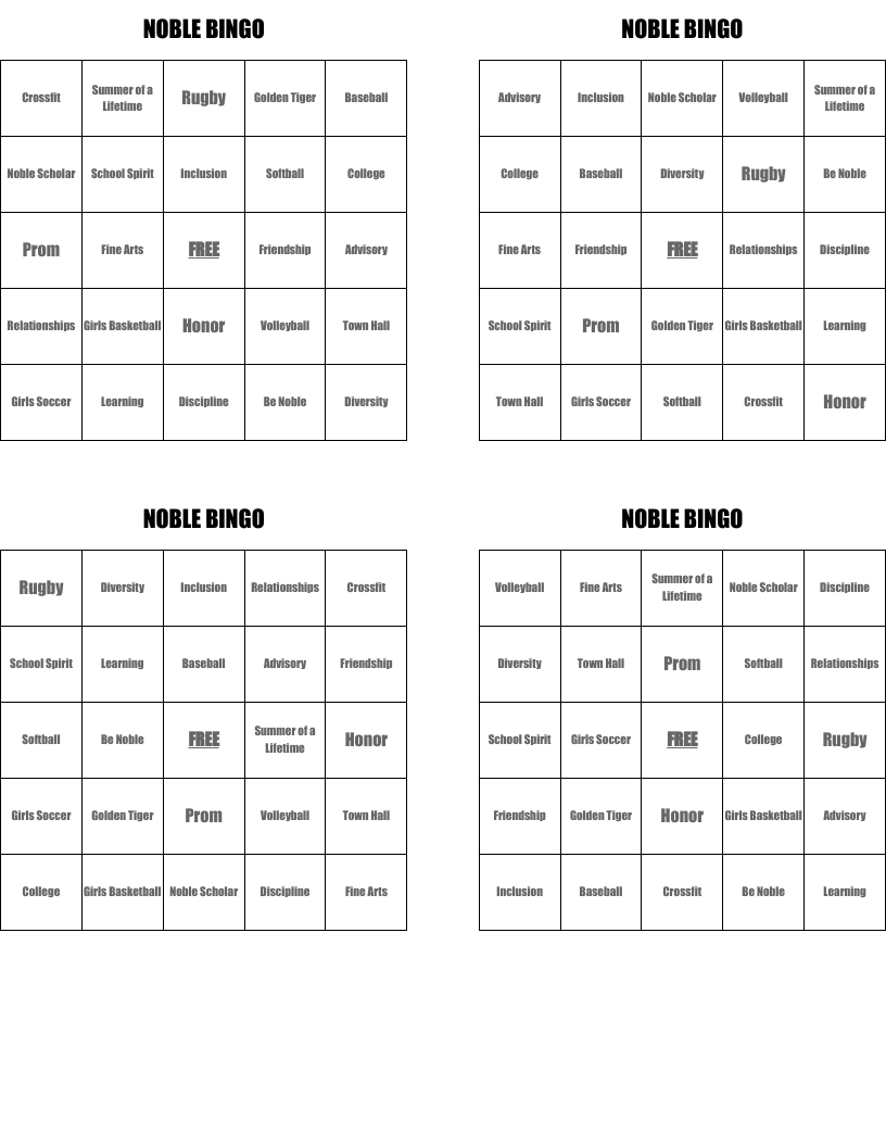 NOBLE BINGO