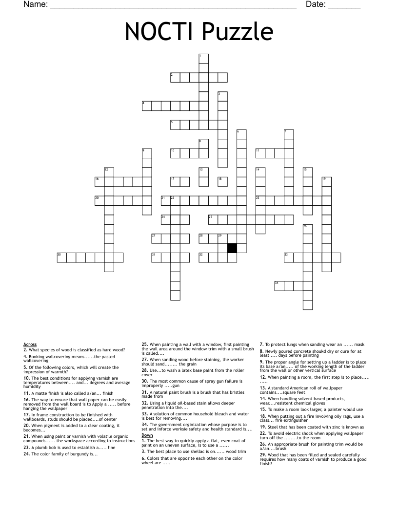 NOCTI Puzzle Crossword