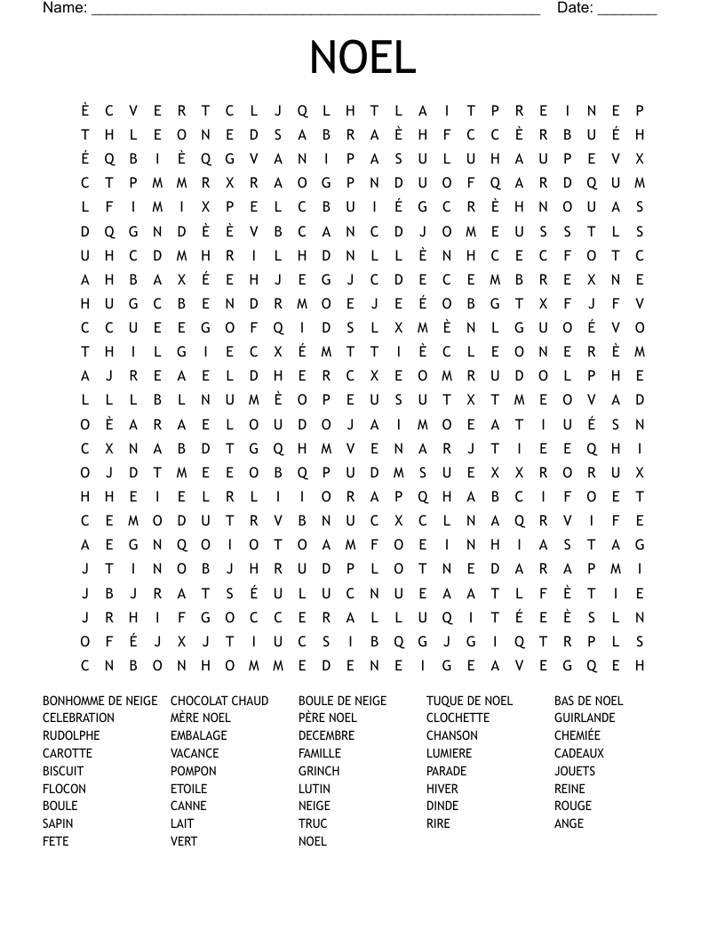 NOEL Word Search