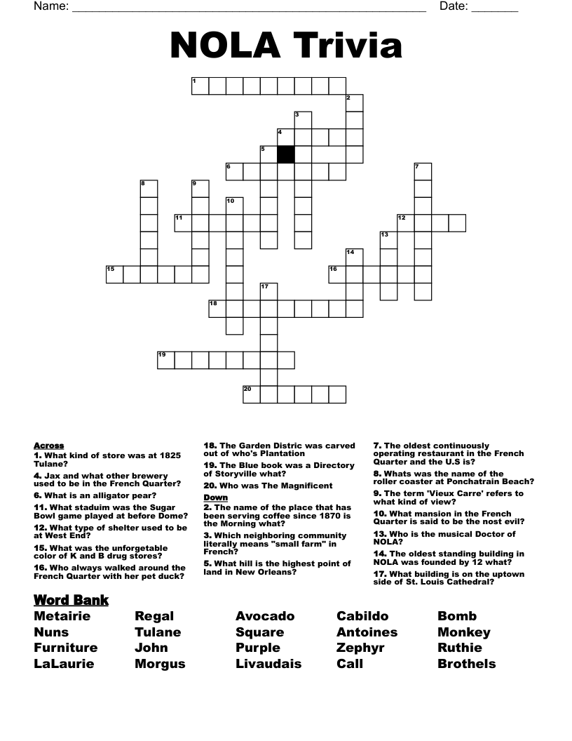 NOLA Trivia Crossword
