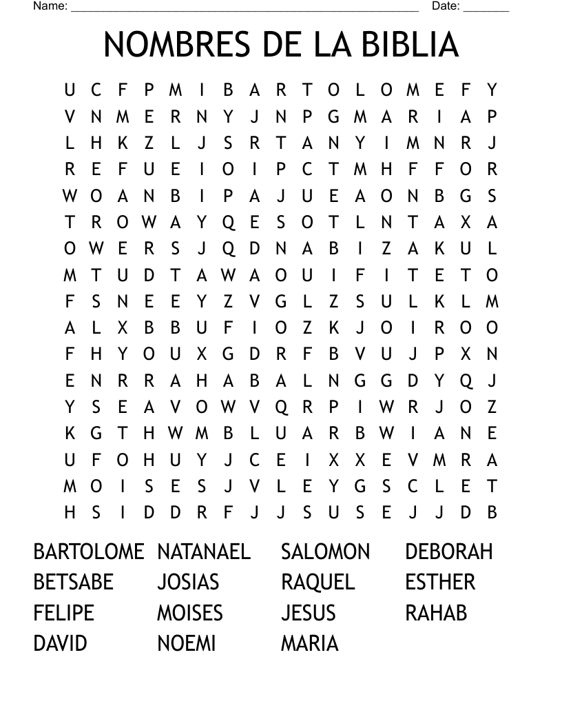 NOMBRES DE LA BIBLIA Word Search