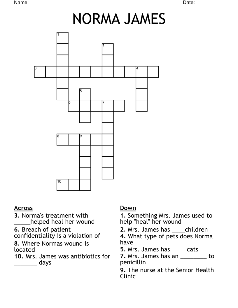 NORMA JAMES Crossword