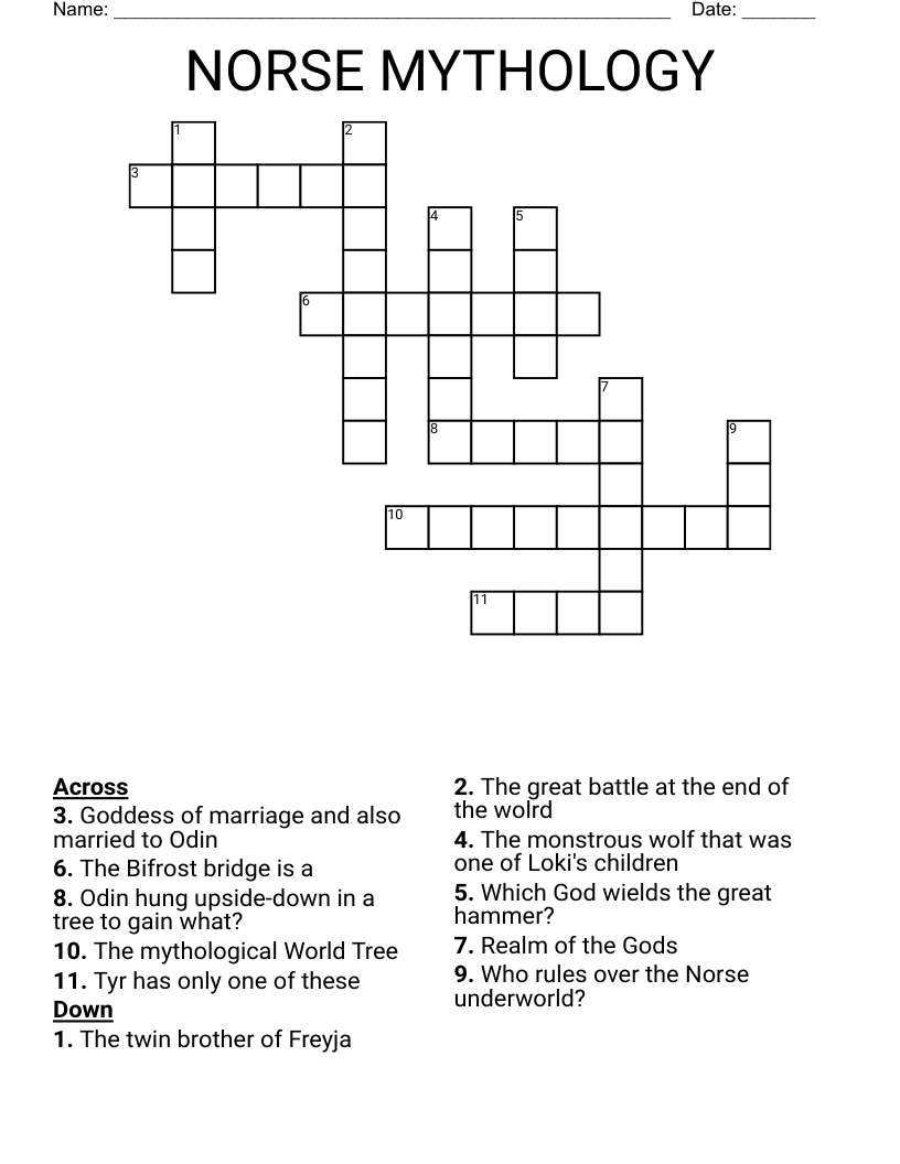 NORSE MYTHOLOGY Crossword