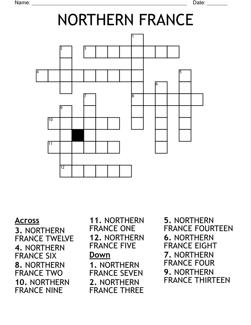 NORTHERN FRANCE Crossword