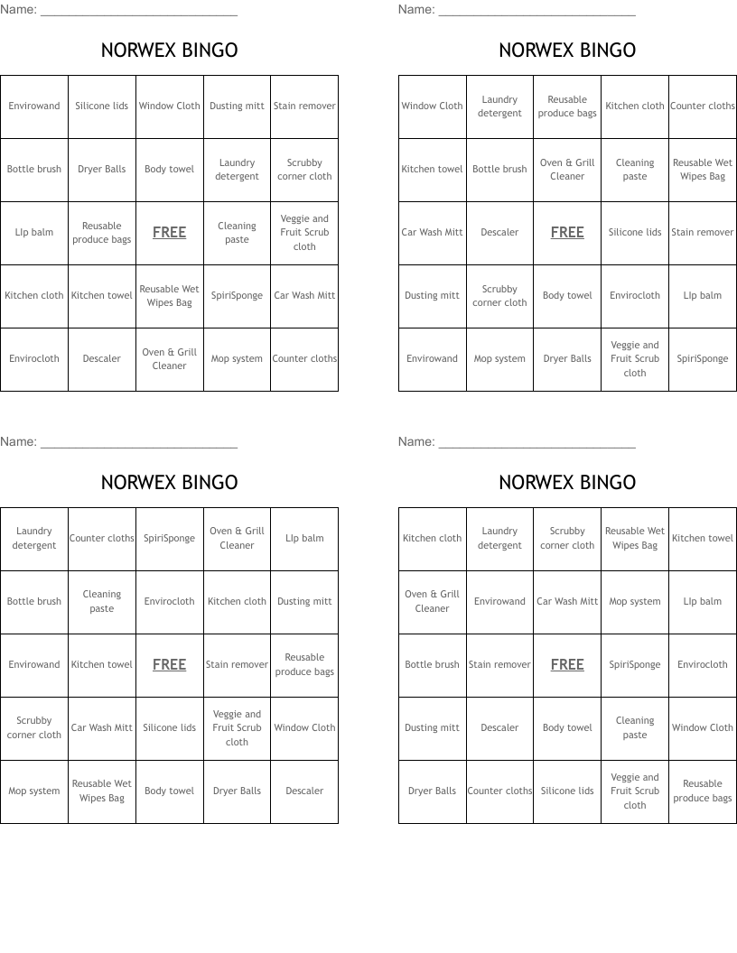NORWEX BINGO