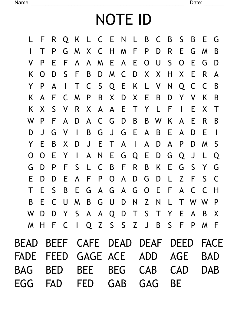 NOTE ID  Word Search