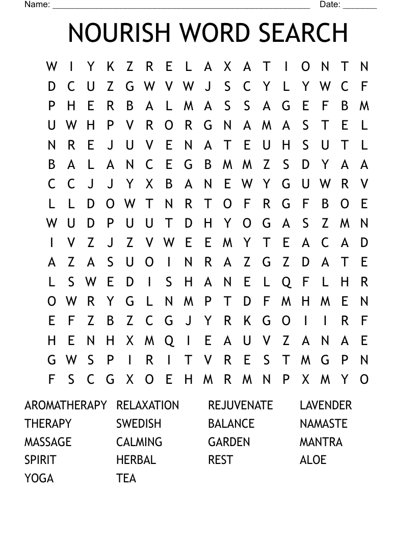NOURISH WORD SEARCH