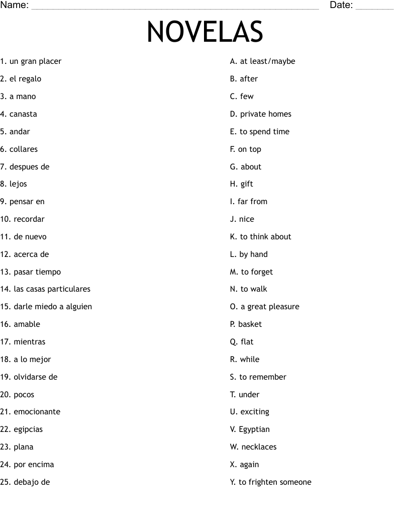 NOVELAS Worksheet
