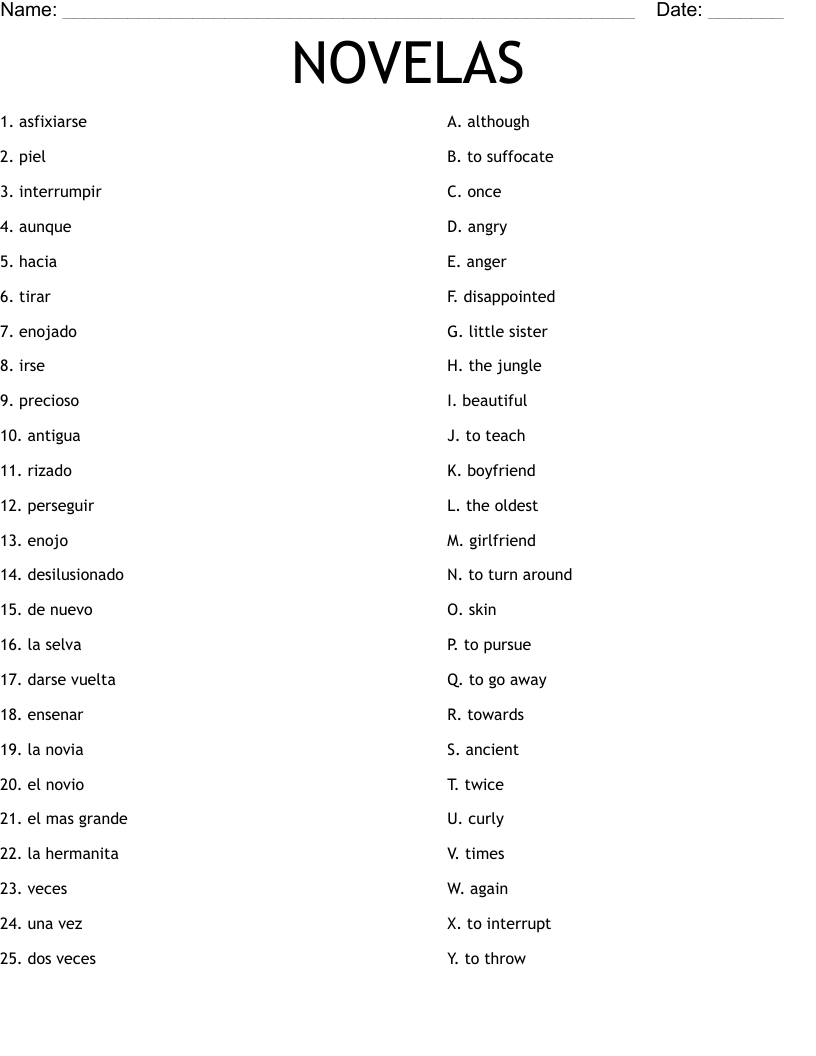 NOVELAS Worksheet
