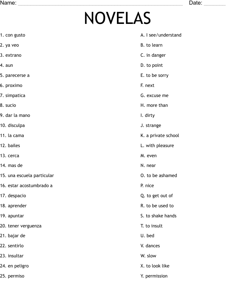 NOVELAS Worksheet