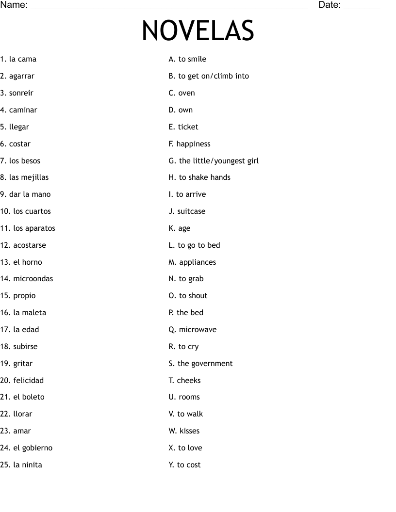 NOVELAS Worksheet