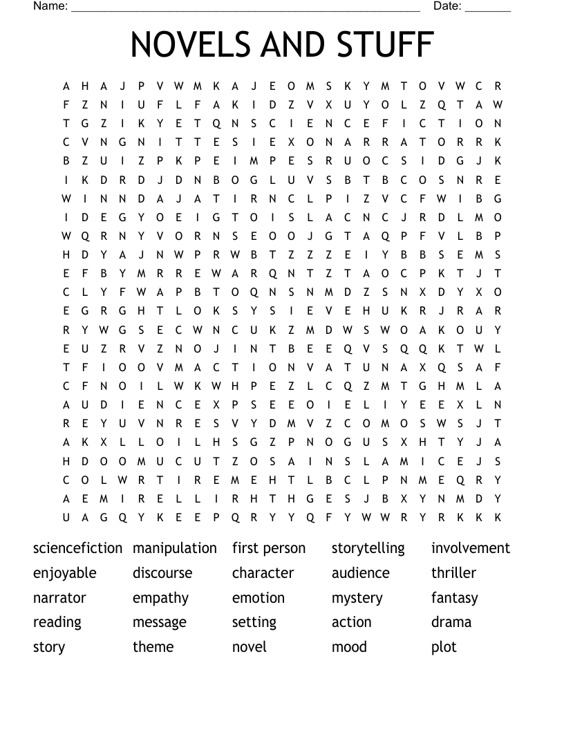 NOVELS AND STUFF Word Search