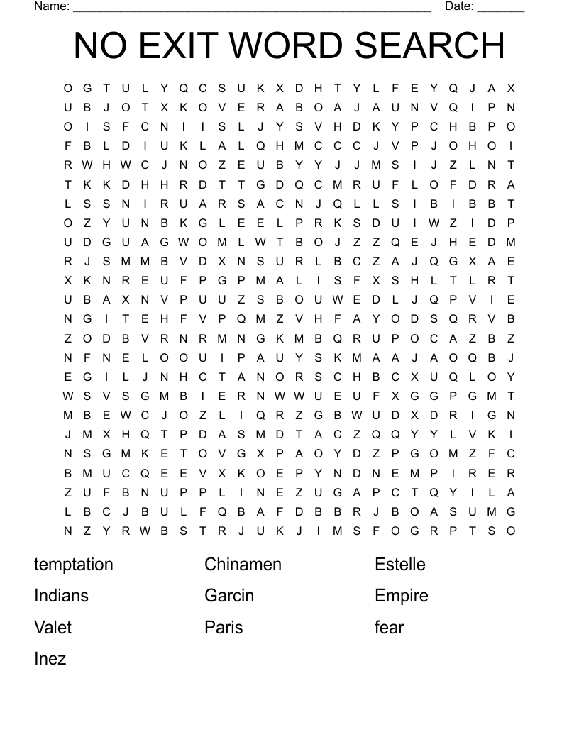 NO EXIT WORD SEARCH