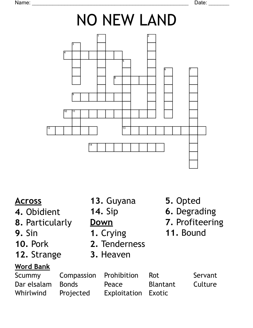 NO NEW LAND Crossword