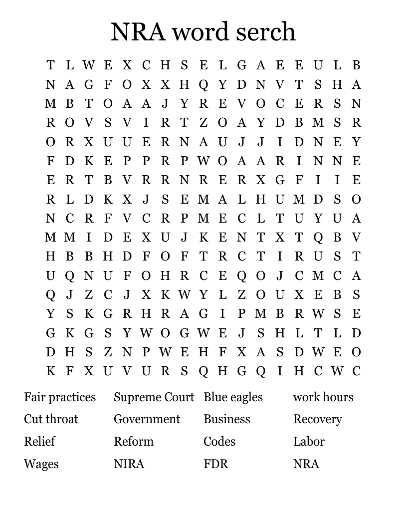 NRA word serch Word Search