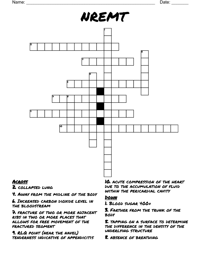 NREMT Crossword