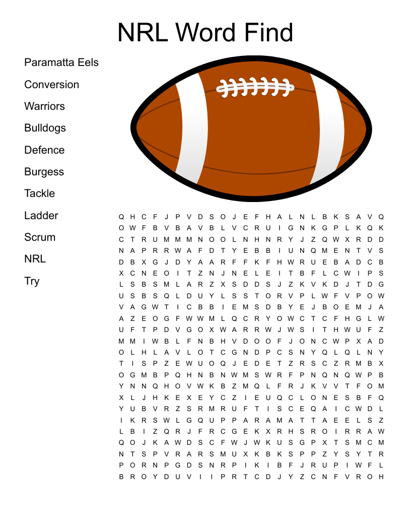 NRL Word Find Word Search