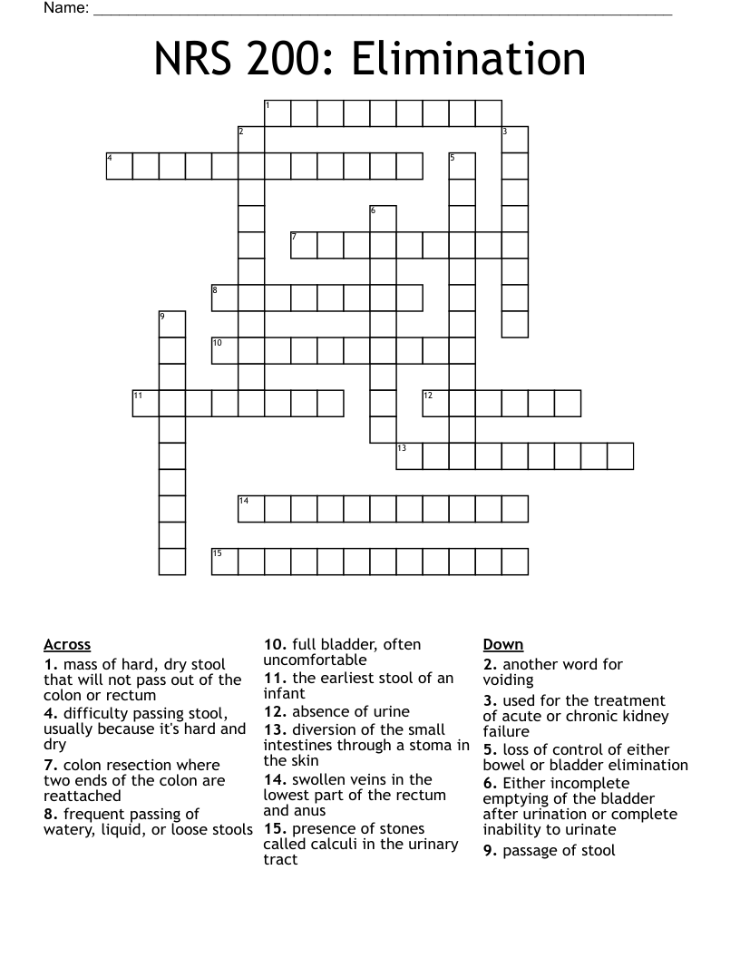 NRS 200: Elimination Crossword
