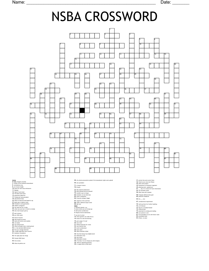 NSBA CROSSWORD