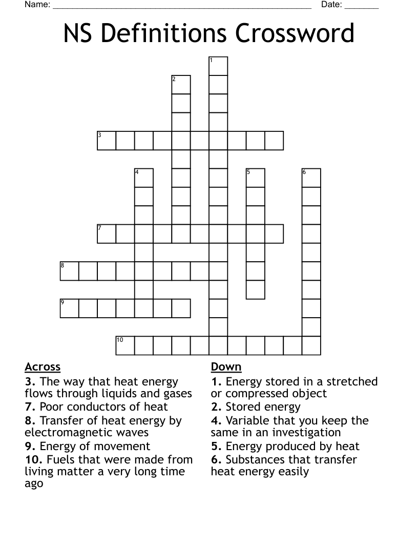 NS Definitions Crossword