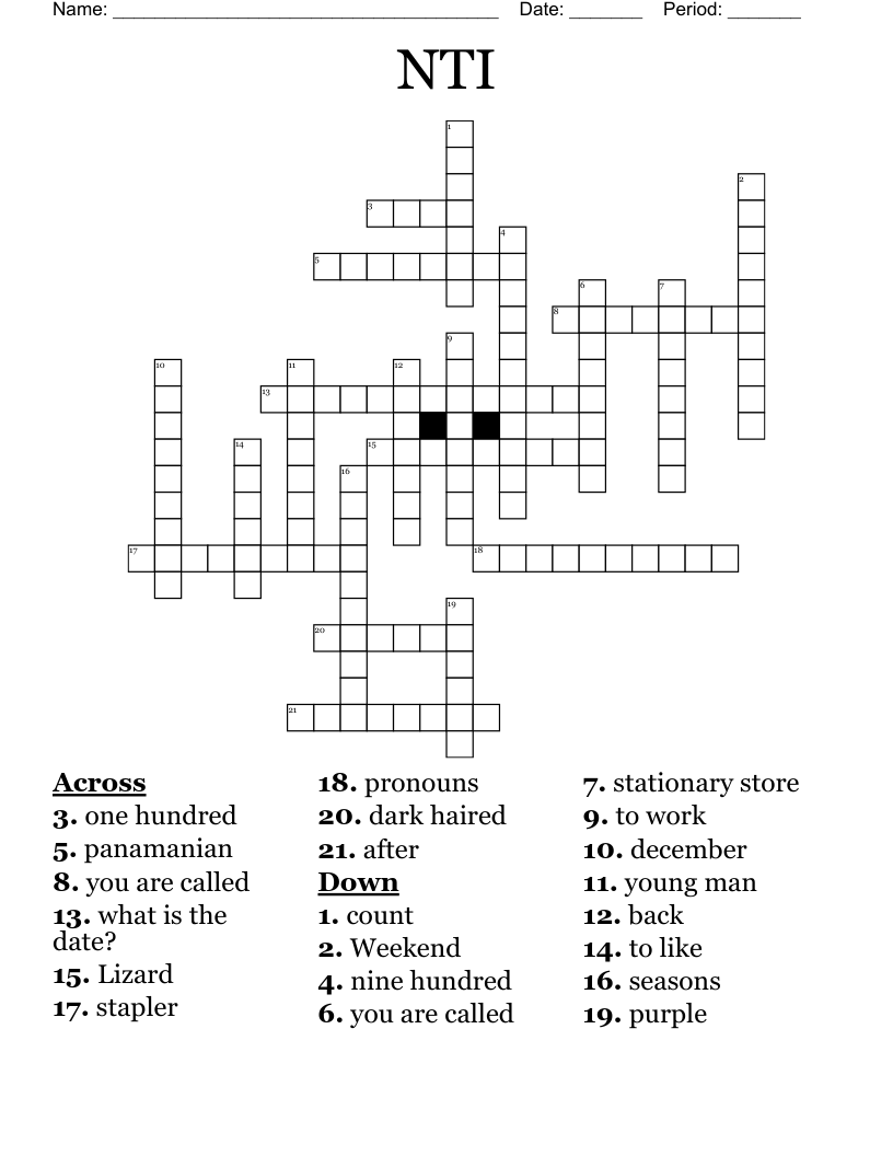 NTI Crossword